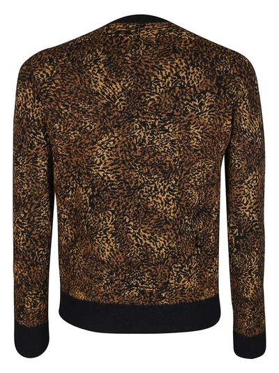 Shop Saint Laurent Leopard Intarsia Knitted Jumper In Brown