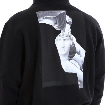 Shop Versace Collection Printed Zip Up Hoodie In Black
