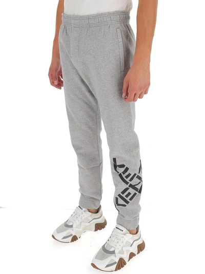 Shop Kenzo Logo Printed Track Pants In Grey
