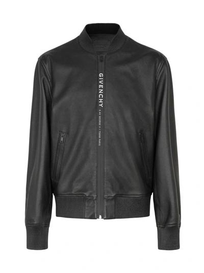 Shop Givenchy Address Webbing Bomber Jacket In Black