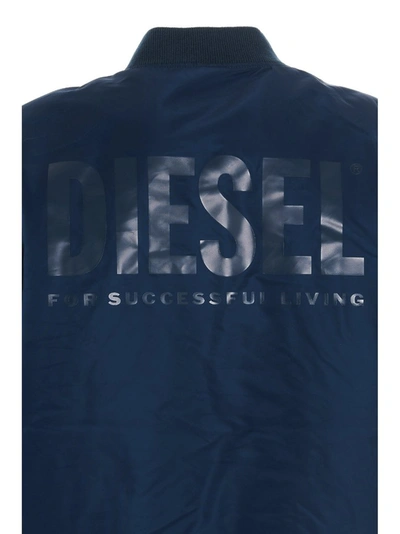 Shop Diesel Reversible Logo Printed Bomber Jacket In Blue