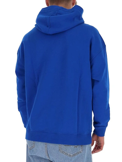 Shop Givenchy Logo Printed Hoodie In Blue