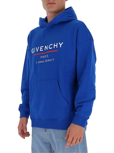 Shop Givenchy Logo Printed Hoodie In Blue