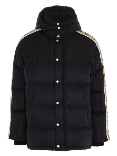 Shop Gucci Gg Jacquard Padded Coat In Black