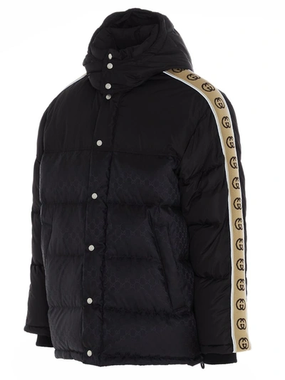 Shop Gucci Gg Jacquard Padded Coat In Black