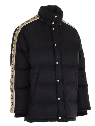 Shop Gucci Gg Jacquard Padded Coat In Black