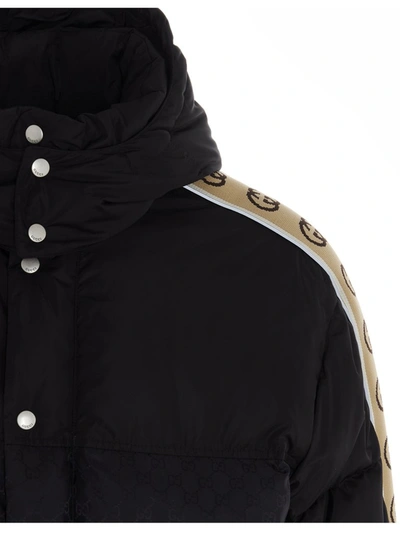 Shop Gucci Gg Jacquard Padded Coat In Black