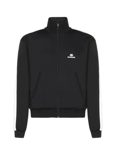 Shop Balenciaga Logo Zipped Jacket In Black