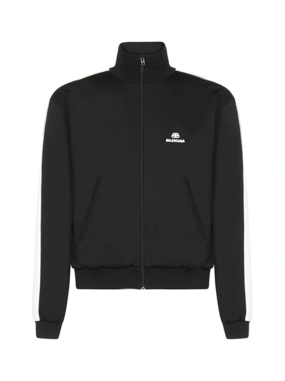 Balenciaga Men's Logo-print Jersey Check Jacket In 1070 Bkwht 