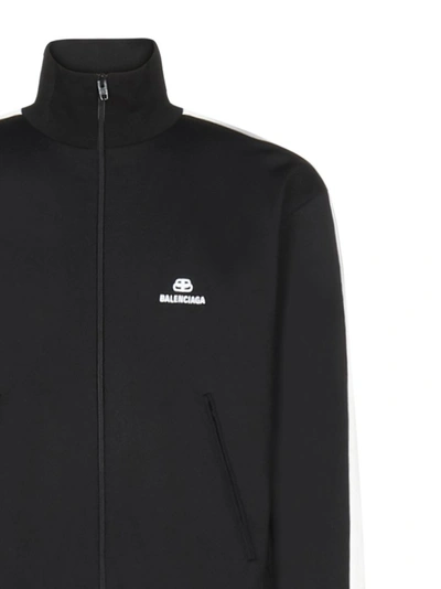 Shop Balenciaga Logo Zipped Jacket In Black