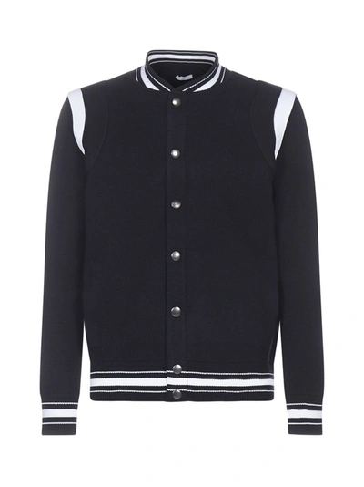 Shop Givenchy Logo Knitted Bomber Jacket In Black