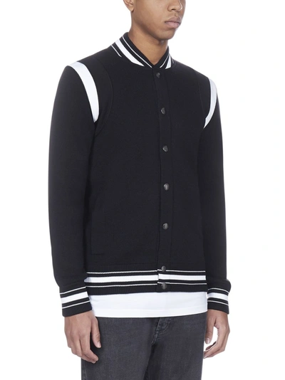 Shop Givenchy Logo Knitted Bomber Jacket In Black