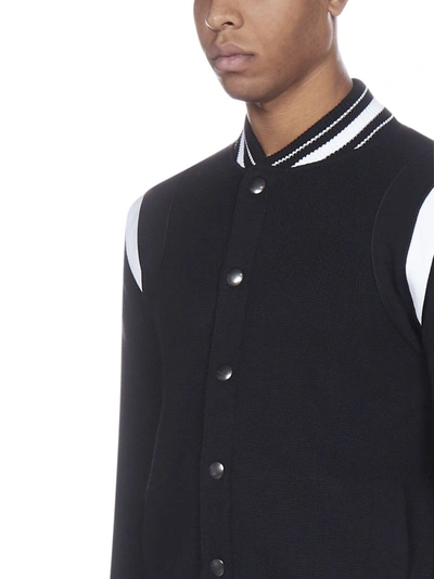 Shop Givenchy Logo Knitted Bomber Jacket In Black