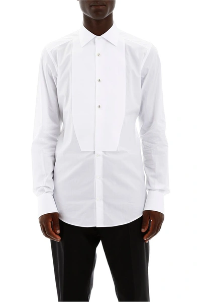 Shop Dolce & Gabbana Tailored Bib Tuxedo Shirt In White