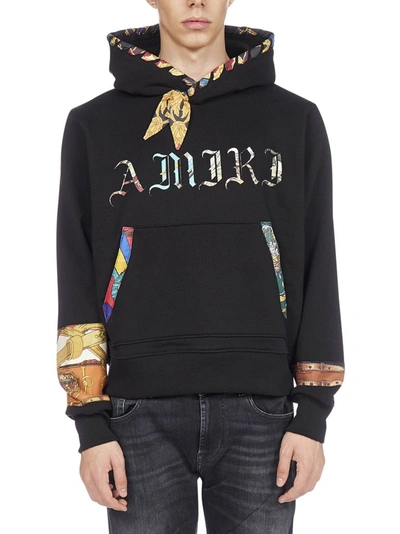 Shop Amiri Olde English Scarf Print Hoodie In Black