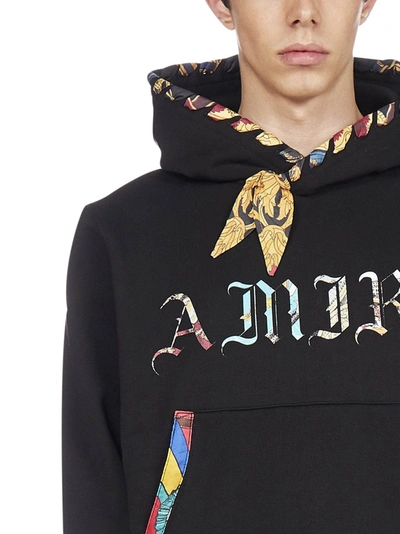 Shop Amiri Olde English Scarf Print Hoodie In Black