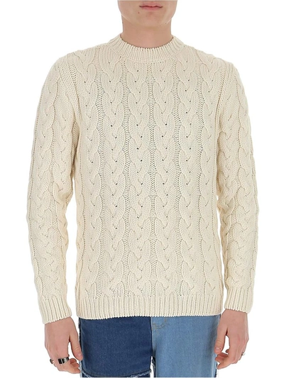 Shop Alanui Cable Knit Sweater In White