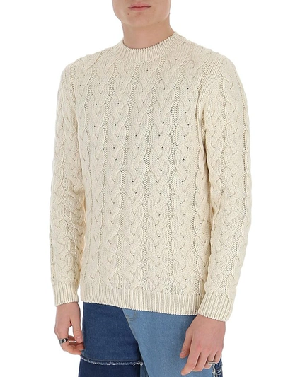 Shop Alanui Cable Knit Sweater In White