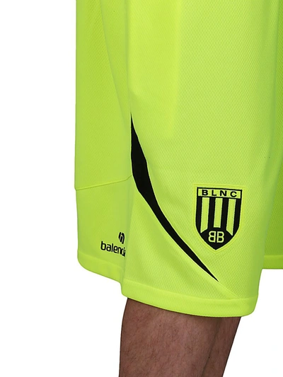Shop Balenciaga Soccer Print Shorts In Yellow