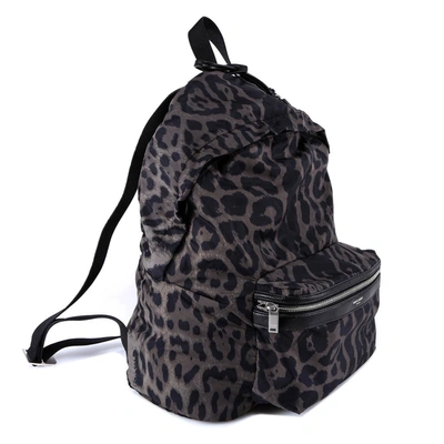 Shop Saint Laurent Leopard Print Foldable City Backpack In Multi