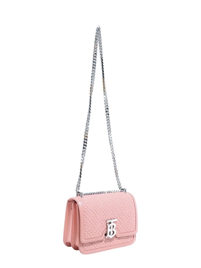 Shop Burberry Small Quilted Monogram Tb Shoulder Bag In Pink