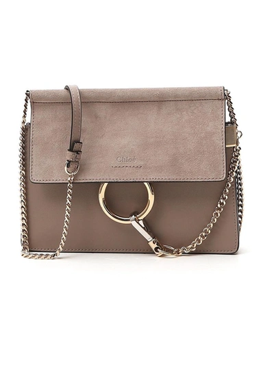 Shop Chloé Small Faye Foldover Shoulder Bag In Grey