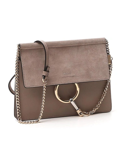 Shop Chloé Small Faye Foldover Shoulder Bag In Grey