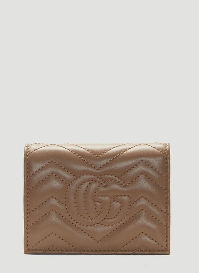 Shop Gucci Gg Marmont Card Case Wallet In Beige