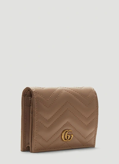 Shop Gucci Gg Marmont Card Case Wallet In Beige