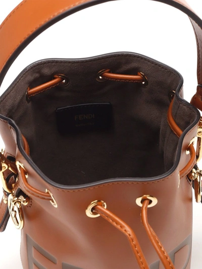 Shop Fendi Logo Small Mon Tresor Bucket Bag In Brown