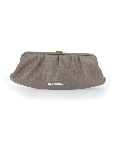 Shop Balenciaga Cloud Xl Clutch Bag In Grey