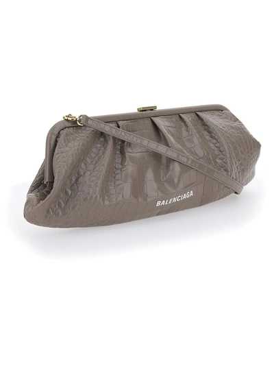 Shop Balenciaga Cloud Xl Clutch Bag In Grey