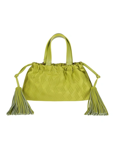 Shop Attico The  Jacquard Tassel Tote Bag In Green
