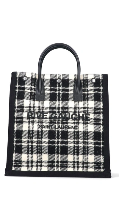 Shop Saint Laurent Rive Gauche Checked Tote Bag In Multi
