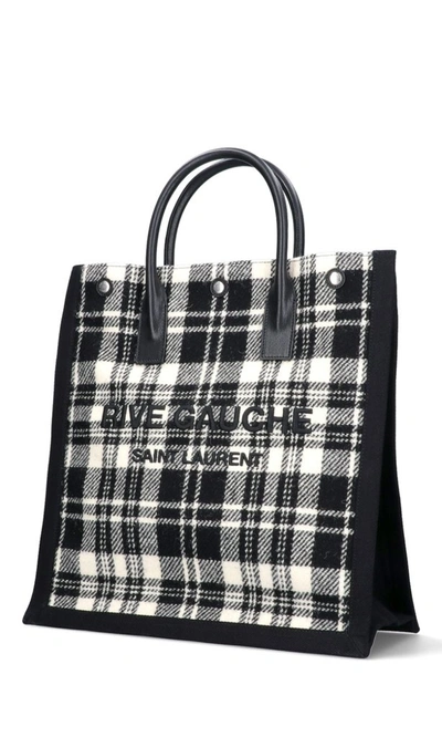 Shop Saint Laurent Rive Gauche Checked Tote Bag In Multi