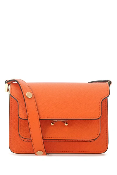 Shop Marni Mini Trunk Shoulder Bag In Orange