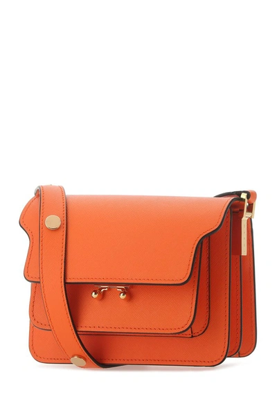 Shop Marni Mini Trunk Shoulder Bag In Orange