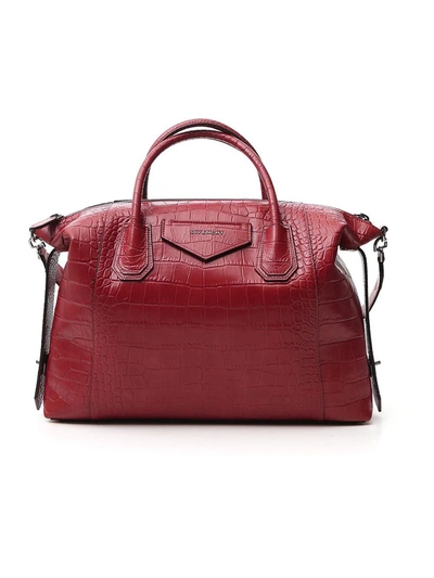Shop Givenchy Medium Antigona Embossed Soft Bag In Red