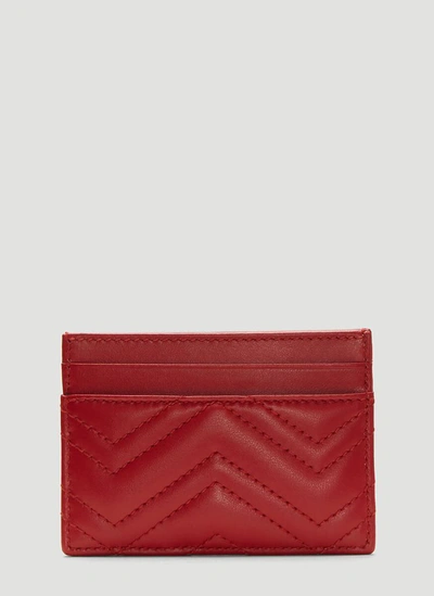 Shop Gucci Gg Marmont Card Case In Red