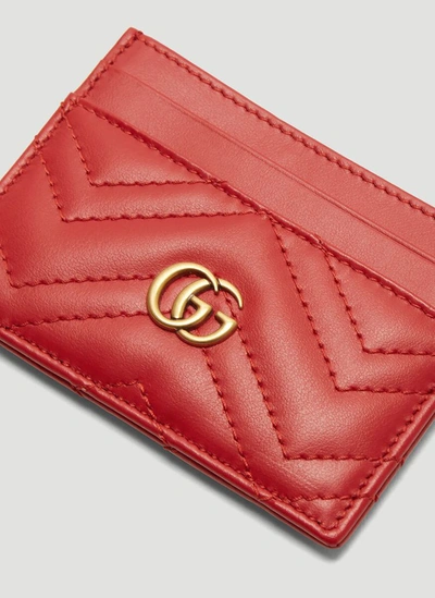 Shop Gucci Gg Marmont Card Case In Red