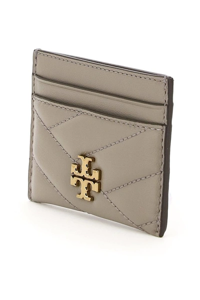 Shop Tory Burch Kira Chevron Card Holder In Grey