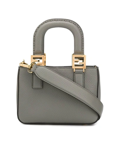 Shop Fendi Ff Mini Tote Bag In Grey