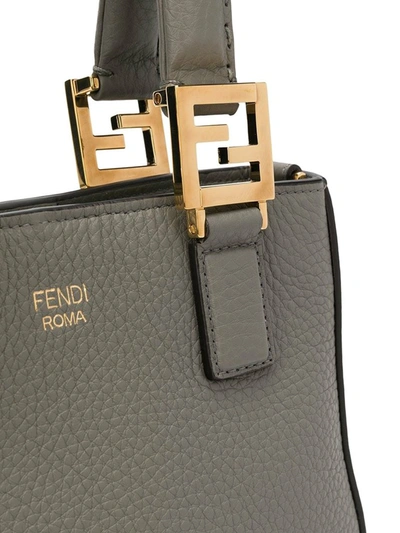 Shop Fendi Ff Mini Tote Bag In Grey