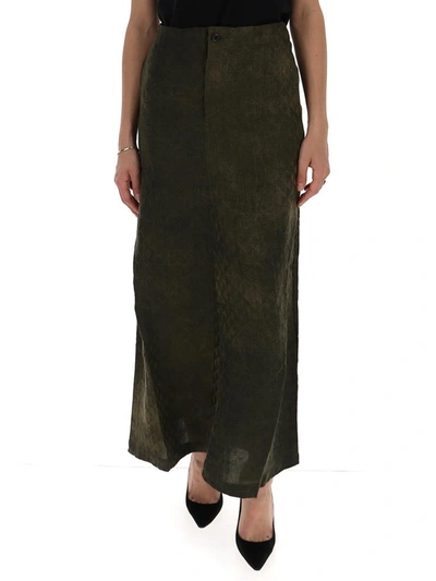 Shop Uma Wang Embossed Velvet Maxi Skirt In Green