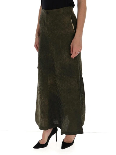 Shop Uma Wang Embossed Velvet Maxi Skirt In Green