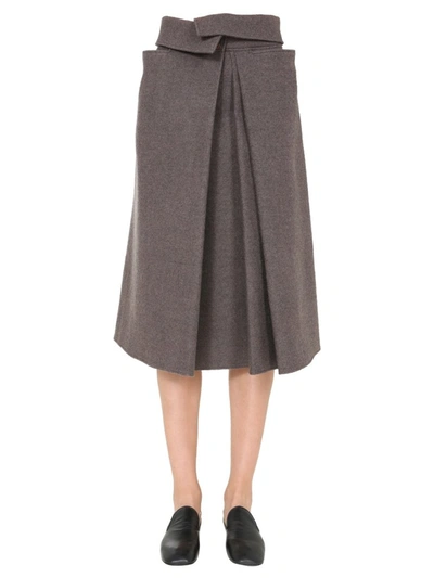 Shop Lemaire High Waist Pleated Skirt In Grey