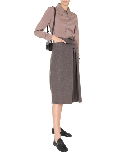 Shop Lemaire High Waist Pleated Skirt In Grey