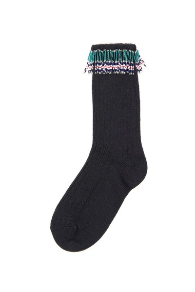 Shop Alanui Beaded Fringes Socks In Blue