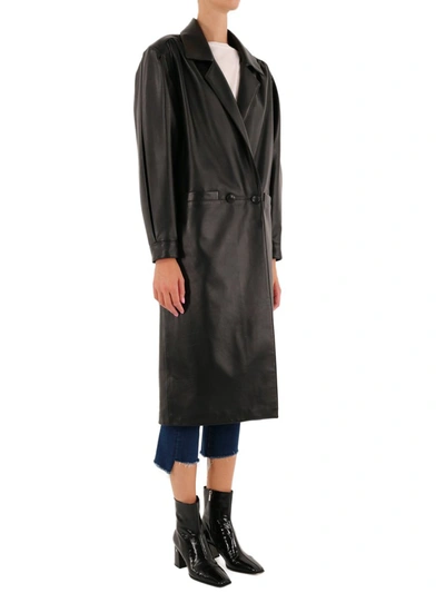 Shop Alessandra Rich Oversized Leather Coat In Black