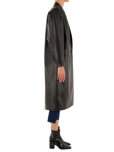 Shop Alessandra Rich Oversized Leather Coat In Black